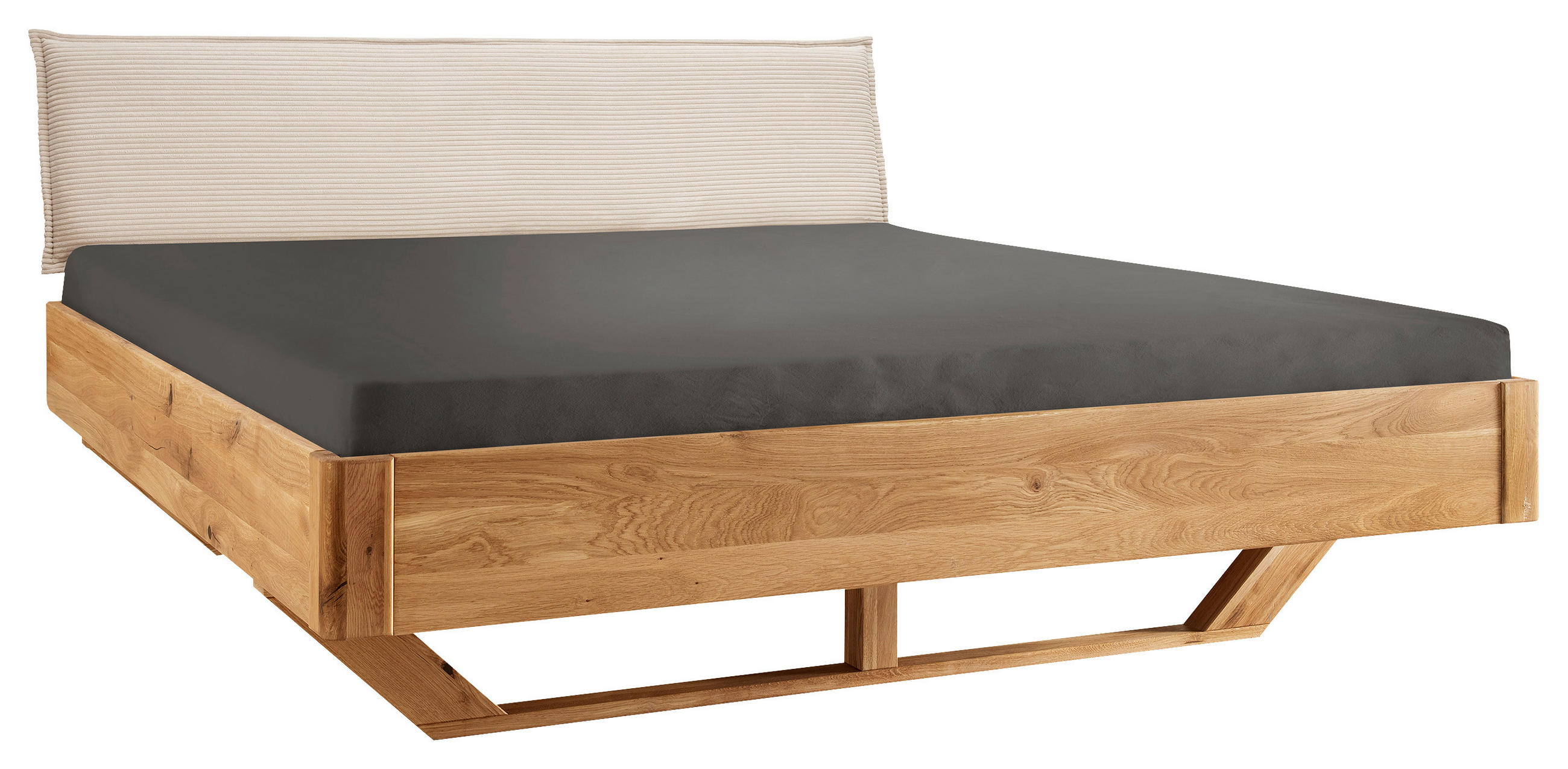 BALKENBETT 200/200 cm  in Beige, Wildeiche  - Wildeiche/Beige, Natur, Holz/Textil (200/200cm) - Linea Natura