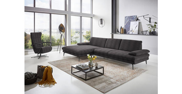 ECKSOFA in Chenille Anthrazit 180/310 cm - Anthrazit/Schwarz, Design, Textil/Metall (180/310cm) - Dieter Knoll