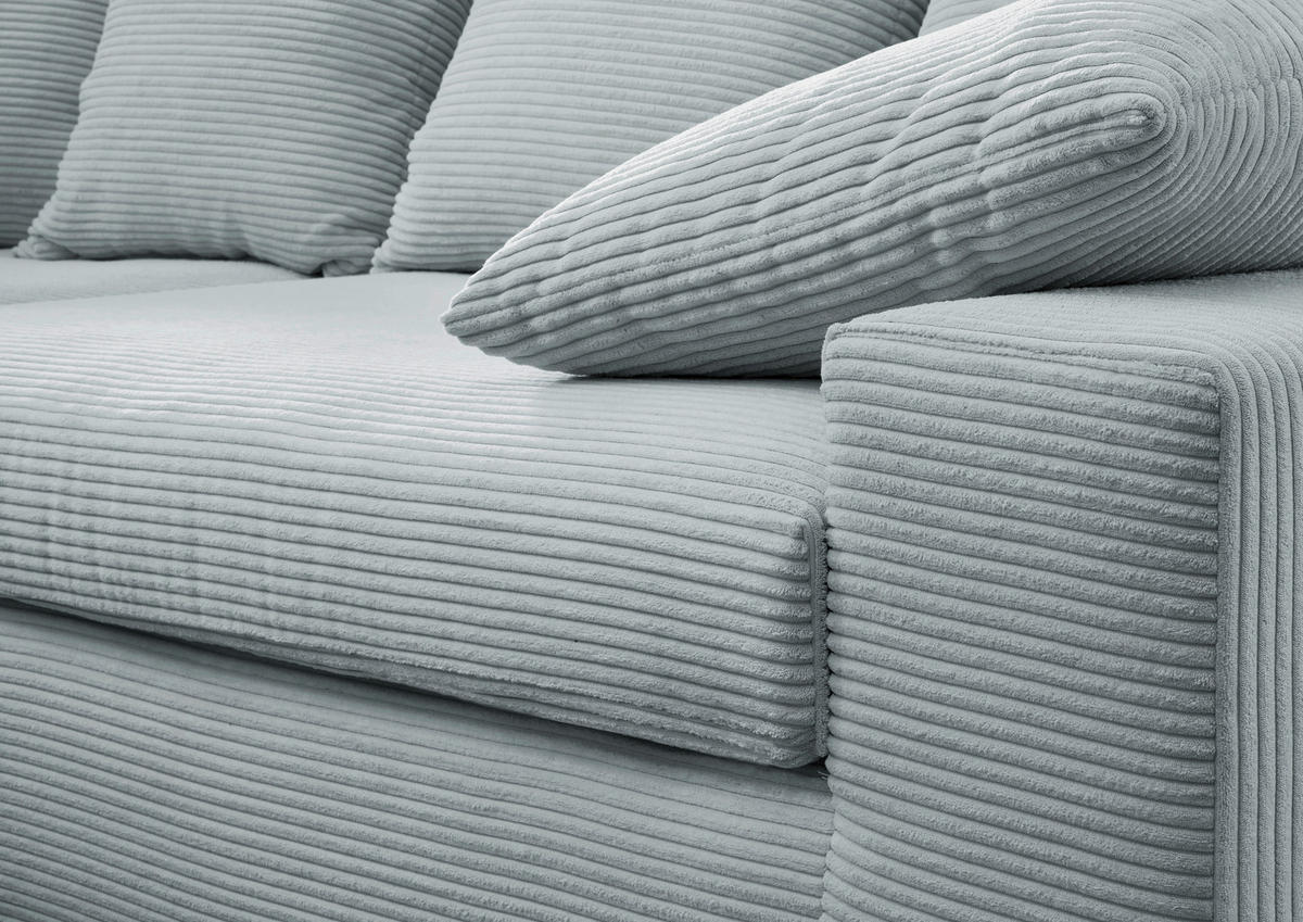 ECKSOFA Hellblau Cord  - Schwarz/Hellblau, MODERN, Kunststoff/Textil (200/278cm) - Livetastic