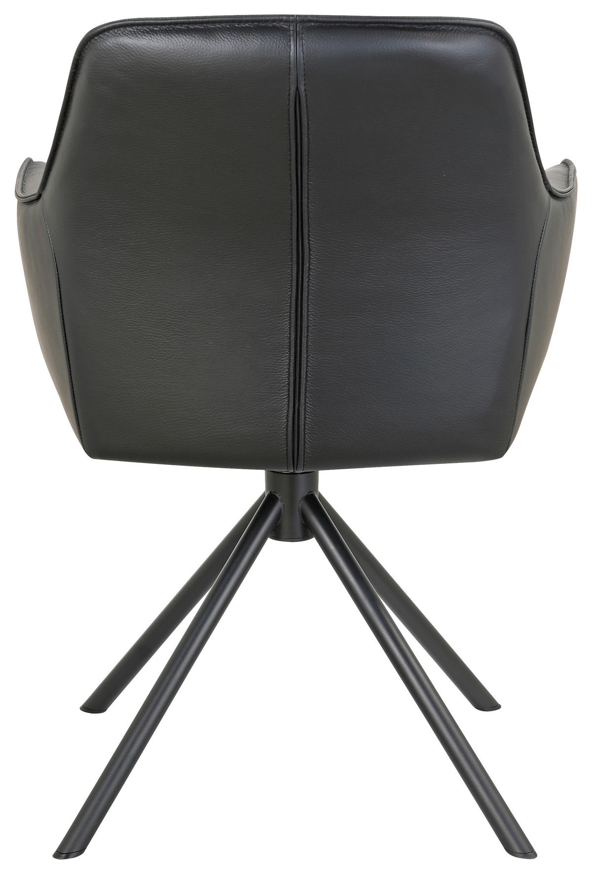 ARMLEHNSTUHL  Sitzfläche 360° drehbar, automatische Rückholfunktion  Echtleder  Schwarz  - Schwarz, Design, Leder/Metall (60/84/64cm) - Novel