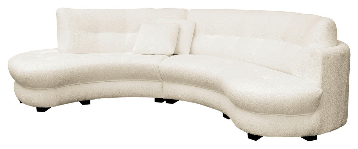 ECKSOFA in Bouclé Weiss  - Weiss/Schwarz, Design, Kunststoff/Textil (113/300cm) - Livetastic