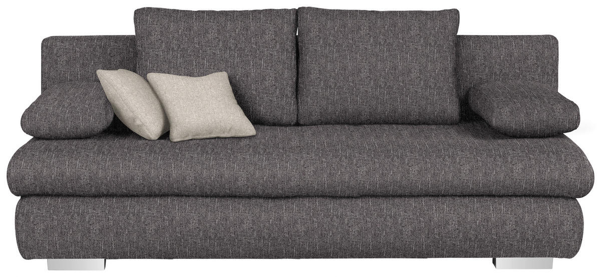 SOFA LEŽAJ tamnosiva  - tamnosiva/boja hroma, Dizajnerski, tekstil/plastika (205/88/96cm) - Ti'me