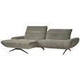 ECKSOFA  in Chenille Graubraun  170-195/280 cm  - Graubraun/Schwarz, Design, Textil/Metall (170-195/280cm) - Dieter Knoll