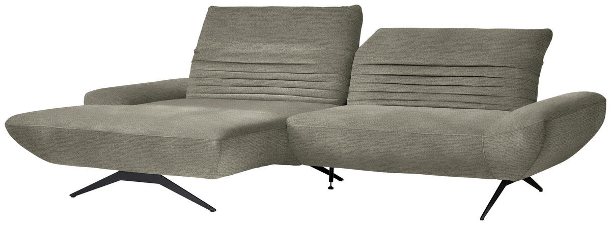 ECKSOFA in Chenille Graubraun  - Graubraun/Schwarz, Design, Textil/Metall (170-195/280cm) - Dieter Knoll