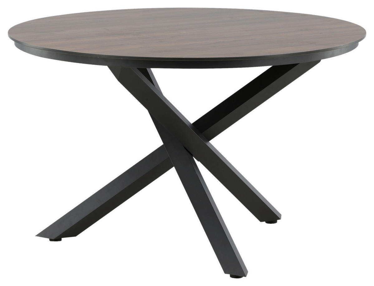 GARTENTISCH Metall, Kunststoff Braun, Schwarz rund  - Schwarz/Braun, KONVENTIONELL, Kunststoff/Metall (120/120/75cm) - Gardenson