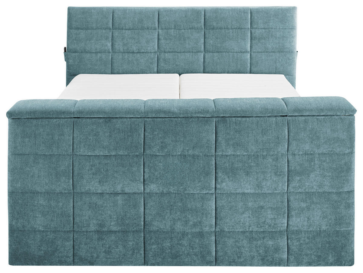 BOXSPRINGBETT 180/200 cm,  in Petrol, Matratze, Topper, motorische Verstellbarkeit, Fernbedienung, unterschiedliche Matratzenhärtegrade je Bettseite, Wendematratze mit unterschiedlichen Härtegraden, H2 + H3 = mittel + fest  - Petrol, KONVENTIONELL, Textil (180/200cm) - Boxxx