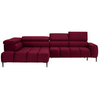 ECKSOFA in Webstoff Rot  - Rot/Schwarz, Design, Textil/Metall (216/300cm) - Welnova