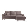 ECKSOFA Graubraun Cord  - Graubraun/Schwarz, MODERN, Textil/Metall (240/150cm) - Livetastic