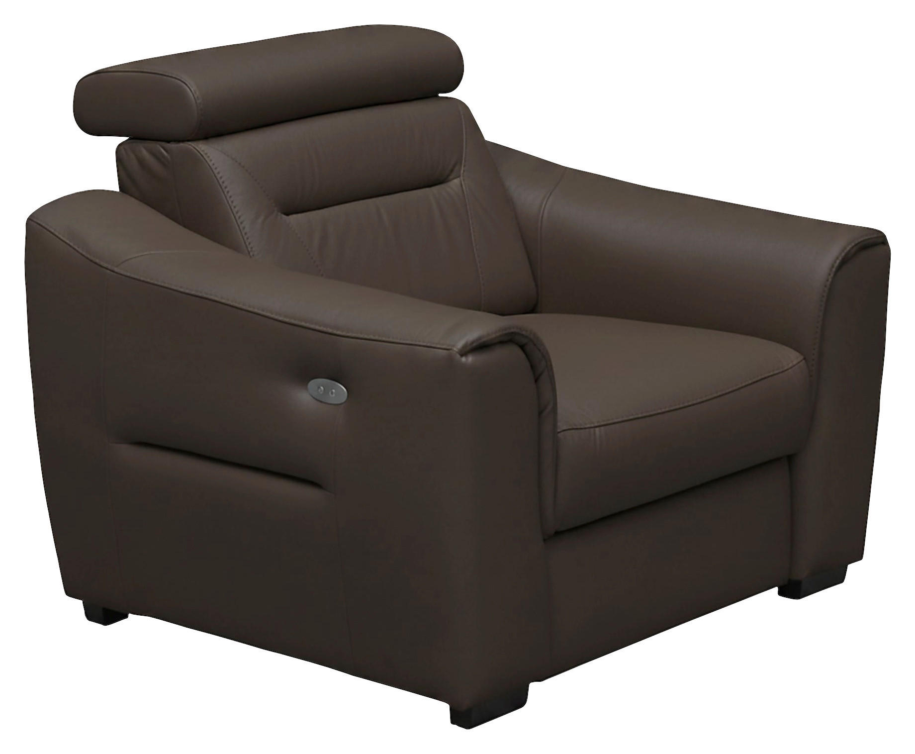 RELAXSESSEL Lederlook Echtleder Relaxfunktion, Kopfteilverstellung, Rücken echt    - Wengefarben/Dunkelbraun, Design, Leder/Holz (100/104/102cm) - Celina Home