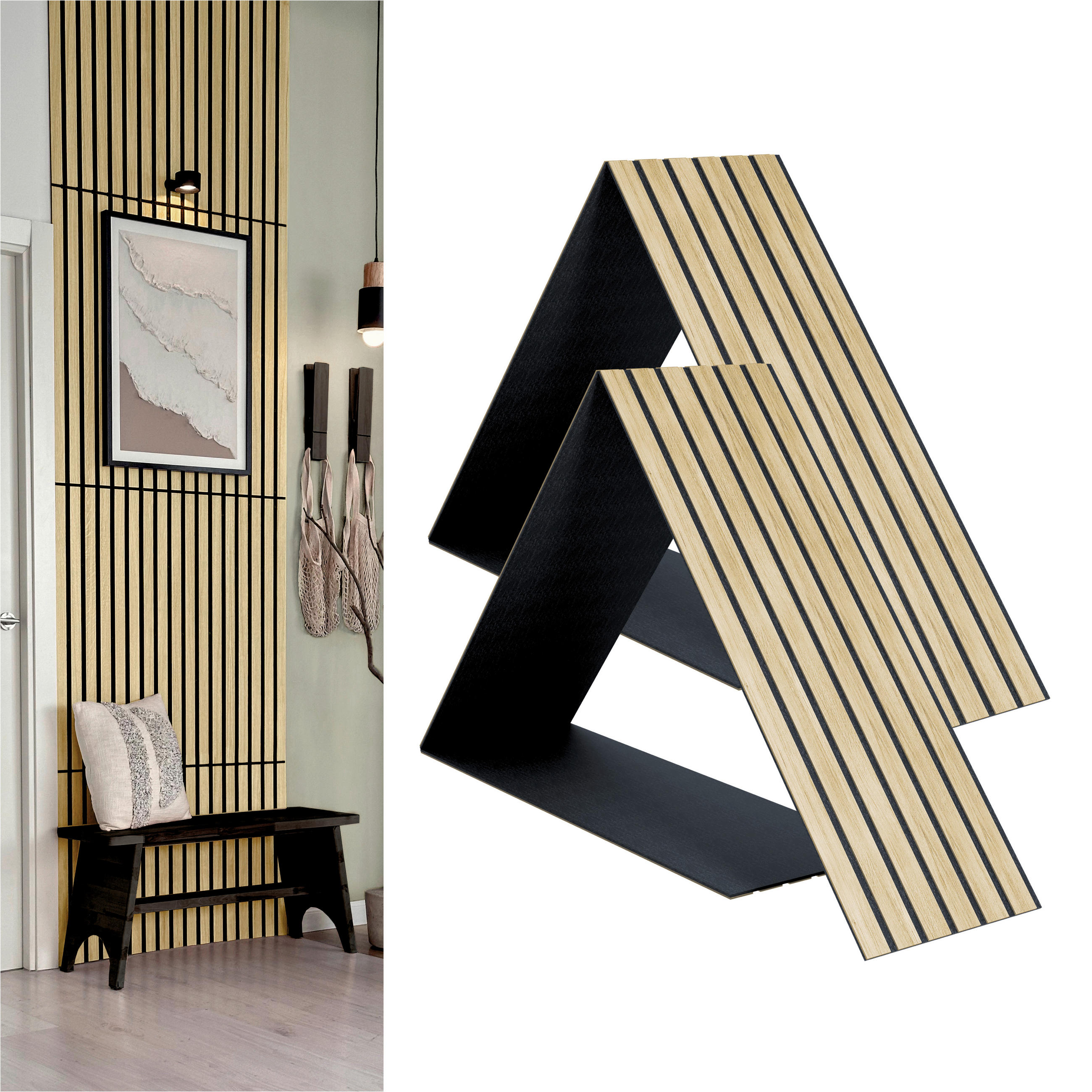 AKUSTIKPANEEL Echtholz Eiche hell Compact 2 Stück  - Hellbraun/Eichefarben, Basics, Holz/Holzwerkstoff (30.5/244/1.03cm) - Novel