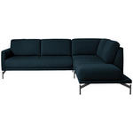 ECKSOFA in Flachgewebe, Struktur Dunkelblau  254/230 cm  - Anthrazit/Dunkelblau, Design, Textil/Metall (254/230cm) - Johann Jakob