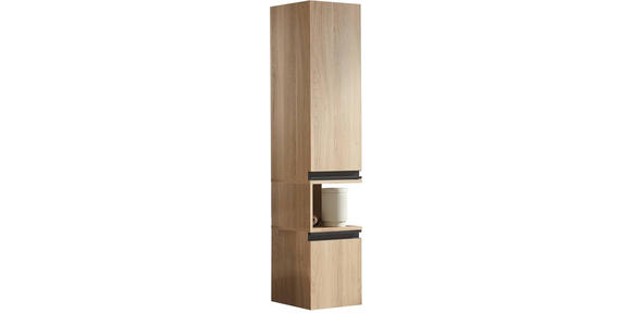 MIDISCHRANK 30/144/30 cm  - Eichefarben/Schwarz, Design, Glas/Holzwerkstoff (30/144/30cm) - Novel