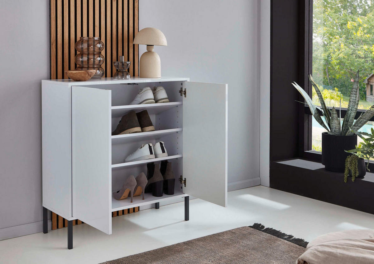 SIDEBOARD Mailand Set 7  in 263,5/73/33 cm  - Weiß Hochglanz/Schwarz, MODERN, Holzwerkstoff/Kunststoff (263,5/73/33cm) - MID.YOU