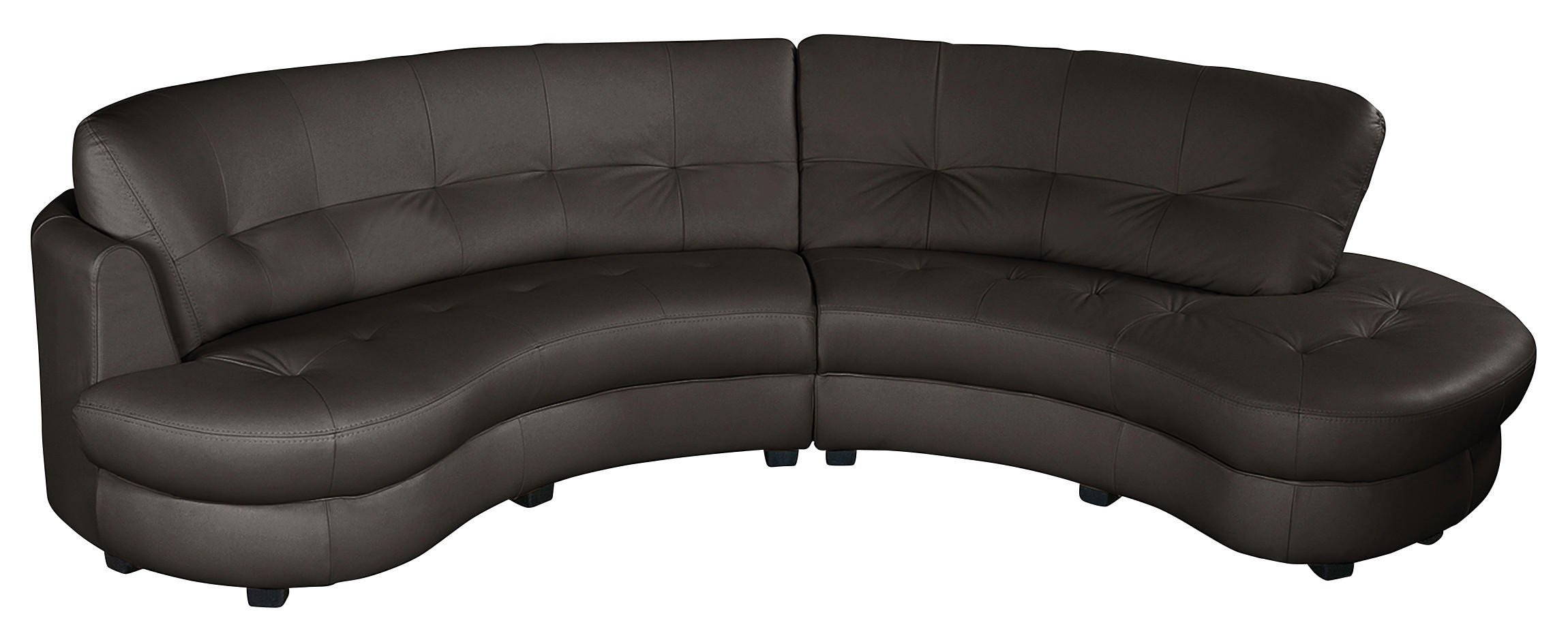 ECKSOFA Dunkelbraun Echtleder Lederlook  - Dunkelbraun/Schwarz, Design, Leder/Kunststoff (300/113cm) - Livetastic