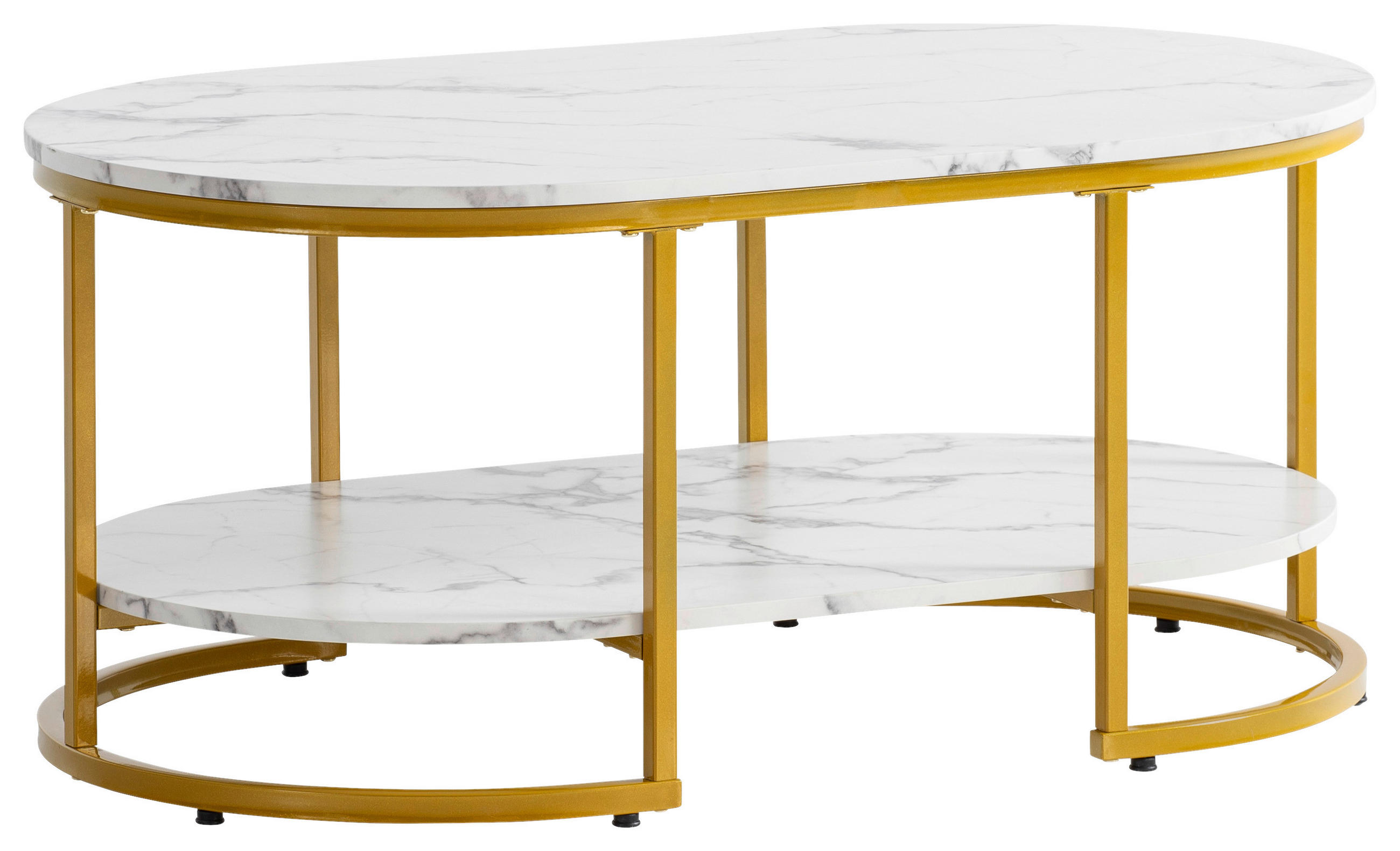 COUCHTISCH 100/60/45 cm rechteckig Weiß Hochglanz  - Weiß Hochglanz/Goldfarben, LIFESTYLE, Holzwerkstoff/Metall (100/60/45cm) - Livetastic