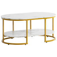COUCHTISCH in Holzwerkstoff 100/60/45 cm   - Weiss Hochglanz/Goldfarben, Lifestyle, Holzwerkstoff/Metall (100/60/45cm) - Livetastic