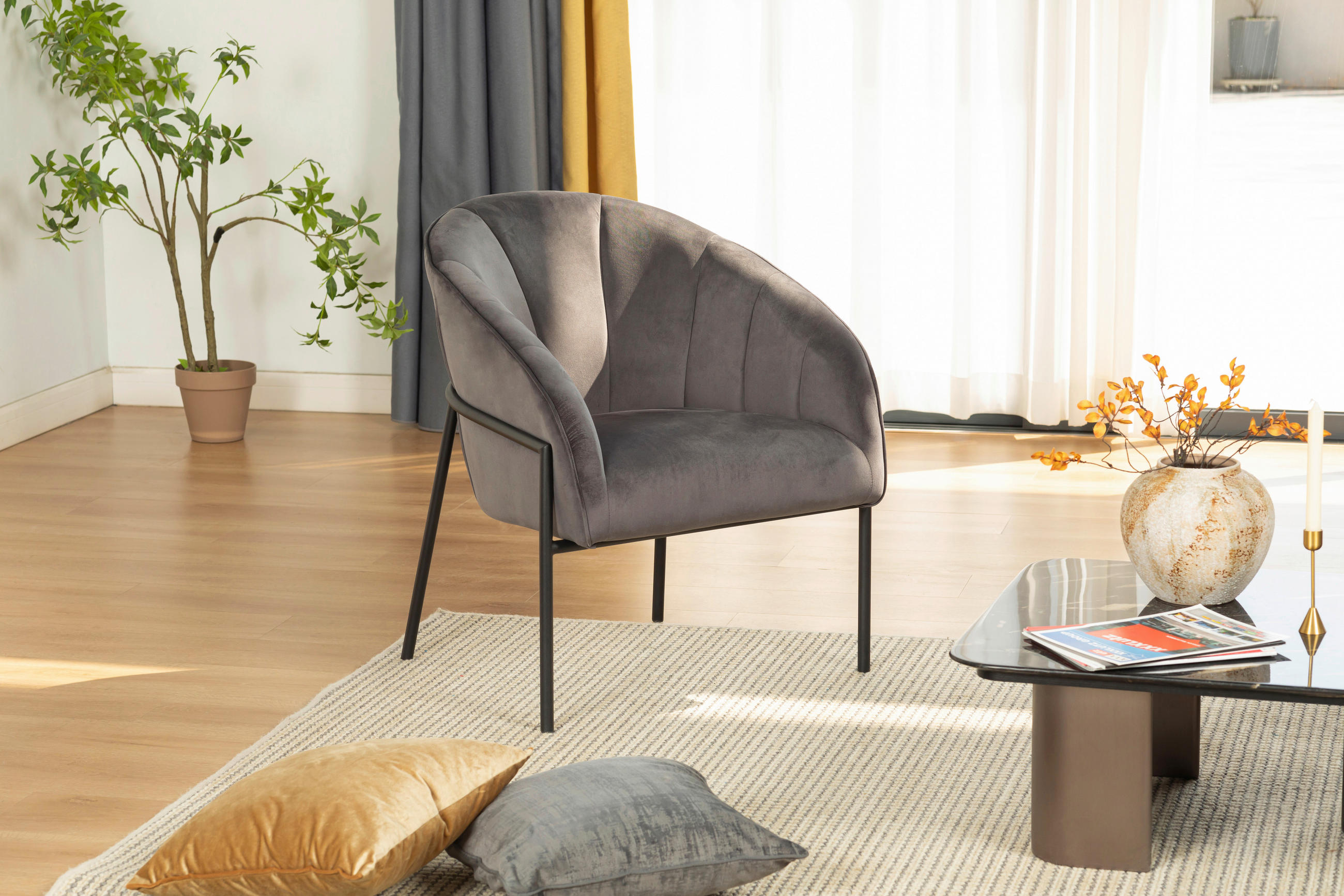 FOTOLIU in textil gri  - negru/gri, Design, metal/textil (71/84/69cm) - Livetastic