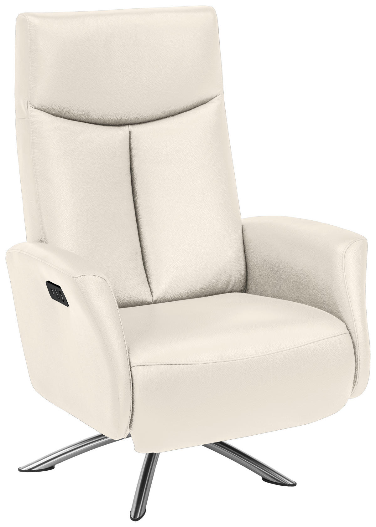 RELAXSESSEL Echtleder Relaxfunktion, Fußteilverstellung    - Silberfarben/Creme, Design, Leder/Metall (73/105/82cm) - Welnova