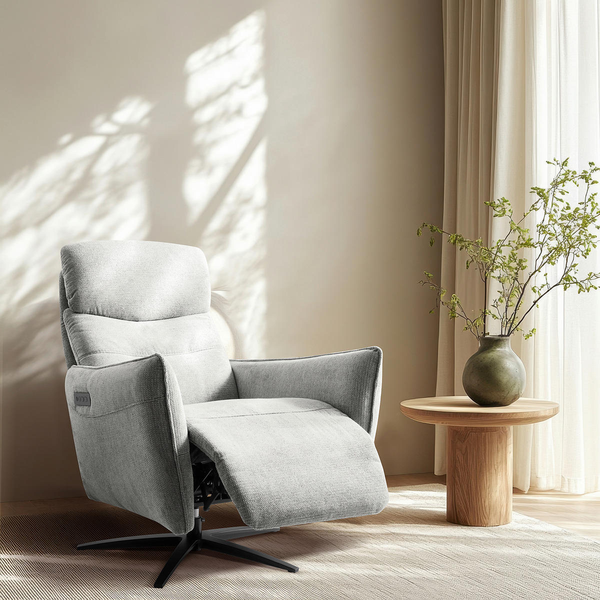 RELAXSESSEL in Textil Grau  - Schwarz/Grau, Design, Textil/Metall (77/107/88cm) - Livetastic