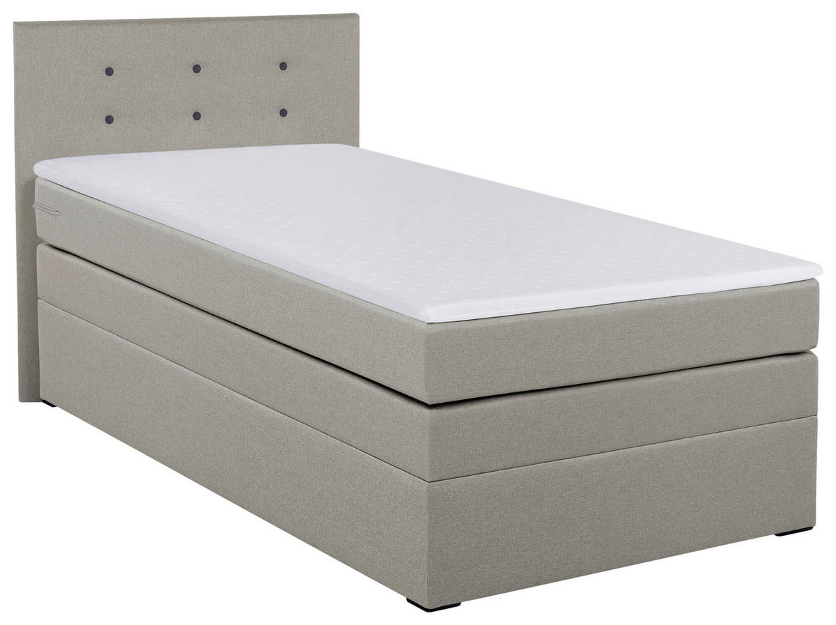 BOXSPRINGBETT 90/200 cm  in Beige  - Beige/Schwarz, MODERN, Holzwerkstoff/Kunststoff (90/200cm) - MID.YOU
