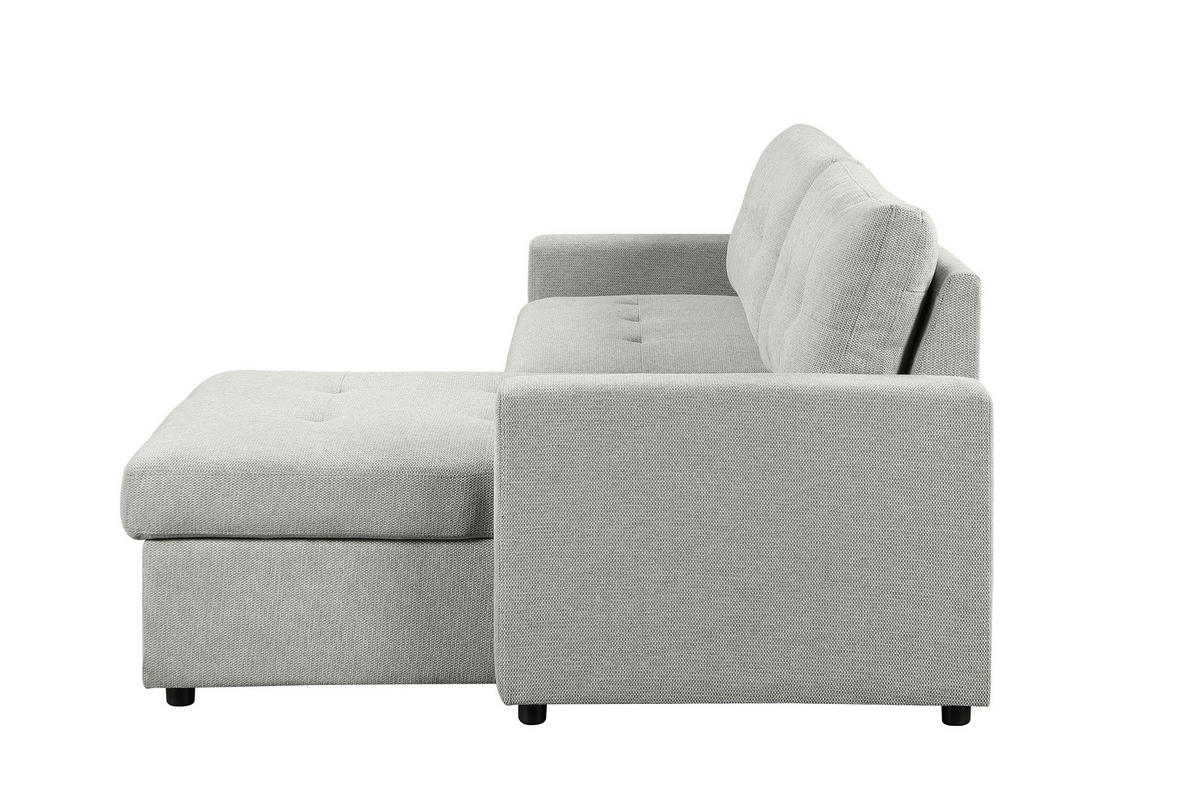 ECKSOFA LYN Hellgrau Leinenoptik  - Hellgrau/Schwarz, Design, Kunststoff/Textil (218/91/85cm) - MID.YOU