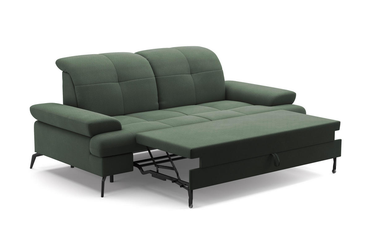 CANAPÉ 2.5 PLACES in Flachgewebe Grün  - Schwarz/Grün, Konventionell, Textil/Metall (202/90/122cm) - Sit & More