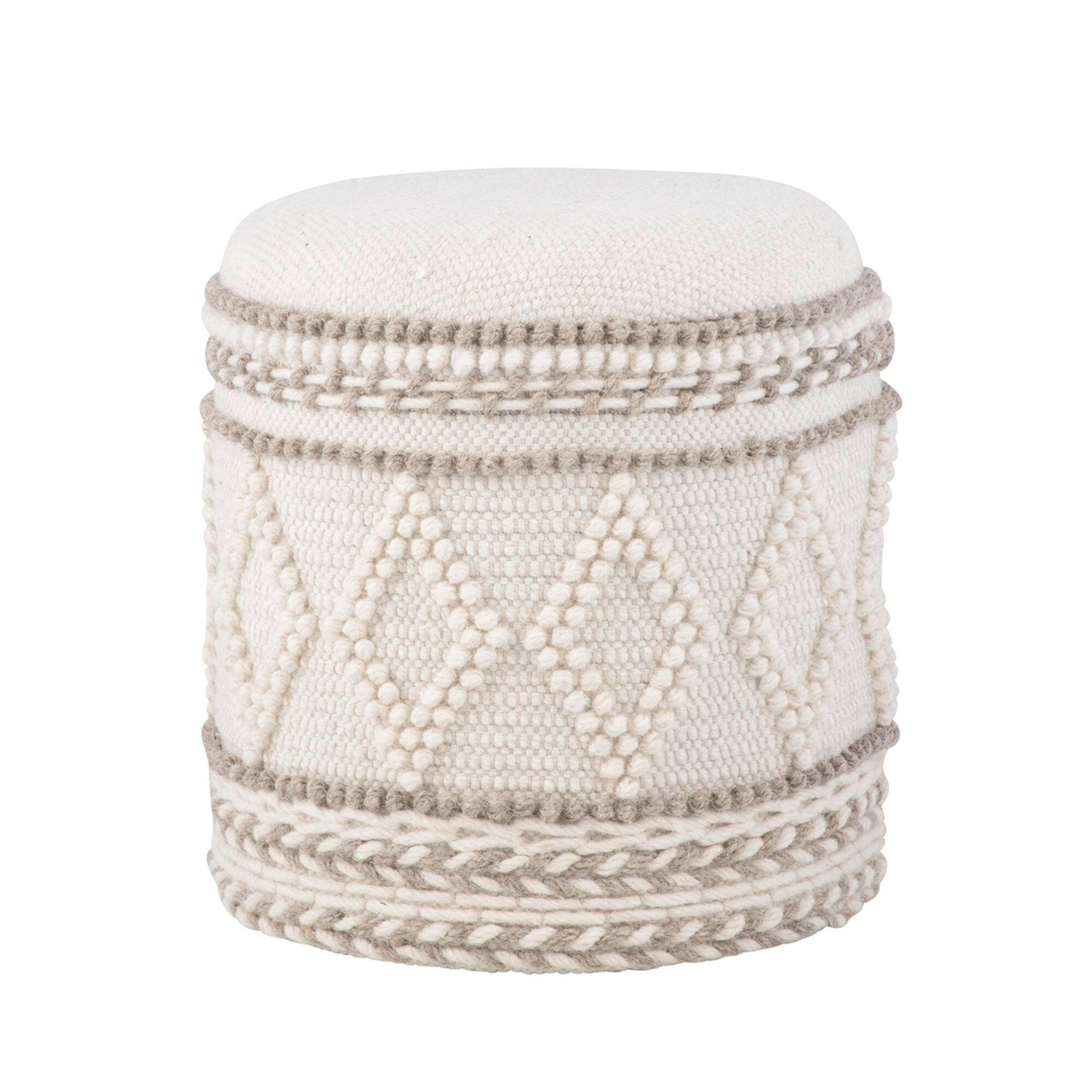 Taburet din textil, crem