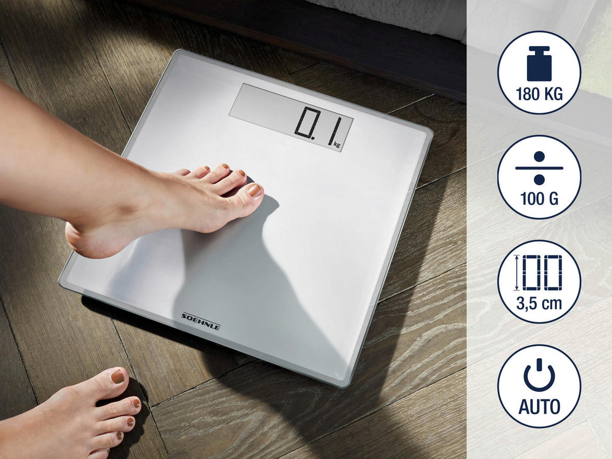 PERSONENWAAGE STYLE SENSE COMFORT 100  - Weiß, Basics, Glas/Kunststoff (31/31/2cm) - Soehnle