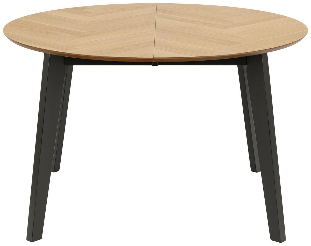 ESSTISCH Schwarz, Eichefarben rund  ausziehbar  - Eichefarben/Schwarz, Trend, Holz/Holzwerkstoff (120/120/74,5cm) - MID.YOU