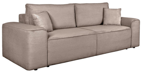 SCHLAFSOFA  mit Rücken echt, Armteil links, Armteil rechts Cord Hellgrau  - Hellgrau/Schwarz, Design, Kunststoff/Textil (261/95/108cm) - Xora