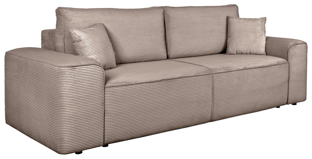 SCHLAFSOFA  mit Rücken echt, Armteil links, Armteil rechts Cord Hellgrau  - Hellgrau/Schwarz, Design, Kunststoff/Textil (261/95/108cm) - Xora