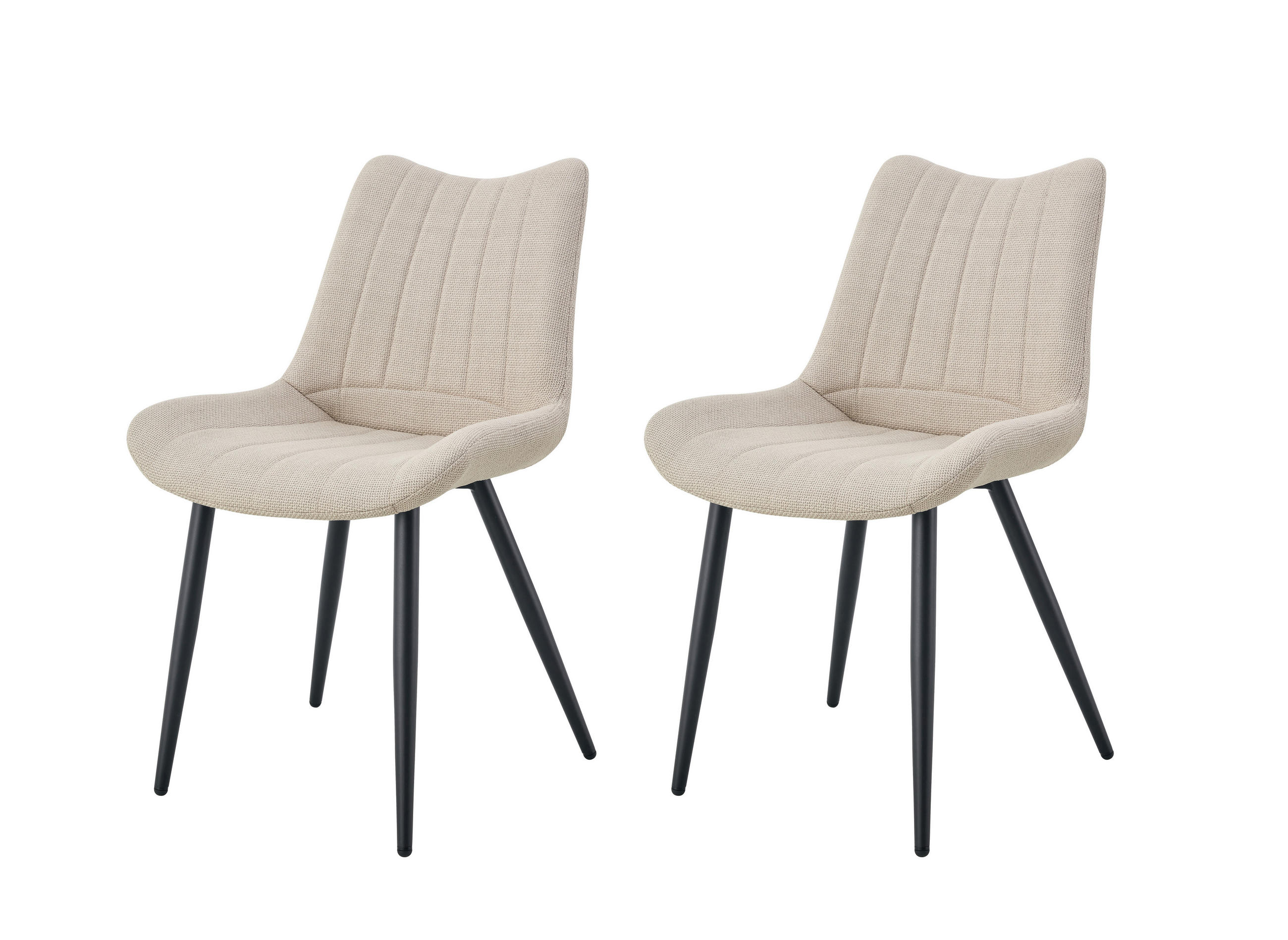 STUHL-SET 2 Stück  in Webstoff  - Creme/Schwarz, MODERN, Textil/Metall (53/86/59cm) - MID.YOU