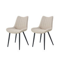 STUHL-SET 2 Stück  in Webstoff  - Creme/Schwarz, MODERN, Textil/Metall (53/86/59cm) - MID.YOU