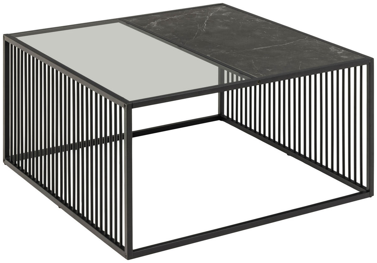 KONFERENČNÍ STOLEK, černá, sklo, kompozitní dřevo, 80/80/40 cm - černá, Trend, kov/kompozitní dřevo (80/80/40cm) - MID.YOU