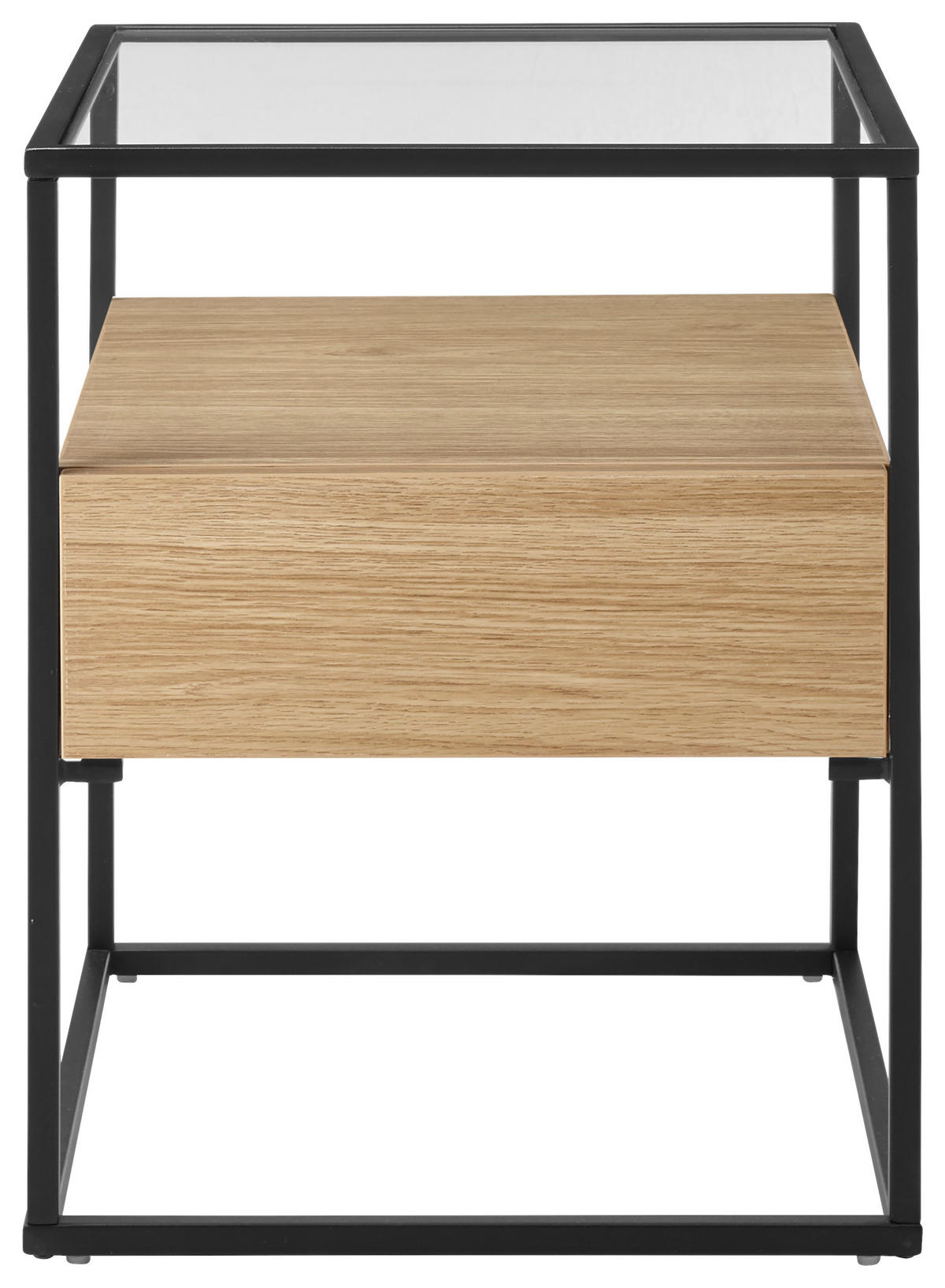ODKLÁDACÍ STOLEK, černá, barvy dubu - černá/barvy dubu, kov/kompozitní dřevo (43/43/54cm) - Xora