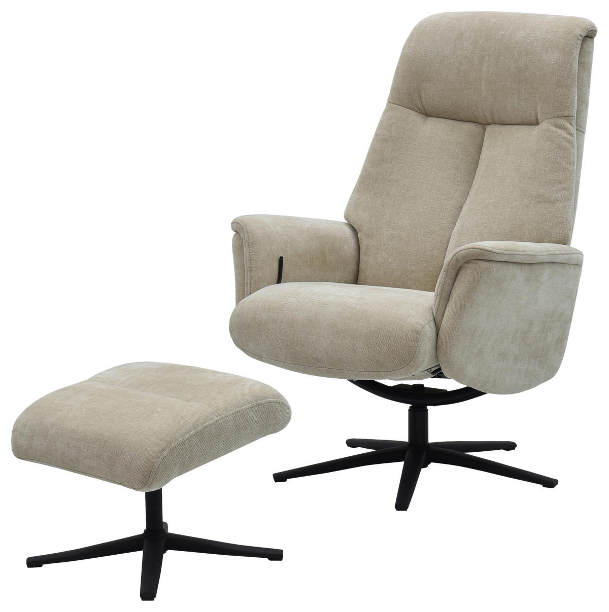 RELAXSESSELSET RELAVO Webstoff Hocker    - Beige/Schwarz, Design, Textil/Metall (72/109/86/111/81cm) - Livetastic