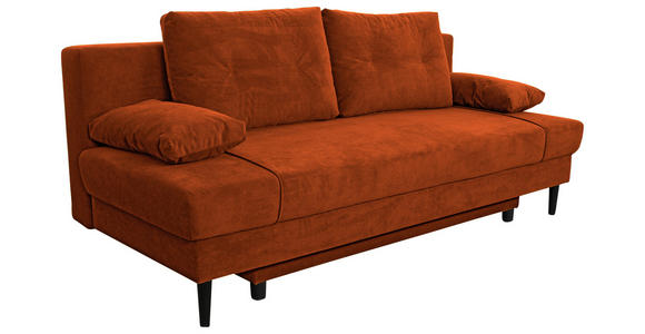 SCHLAFSOFA Webstoff Rostfarben  - Rostfarben/Schwarz, KONVENTIONELL, Holz/Kunststoff (199/88/88cm) - Carryhome