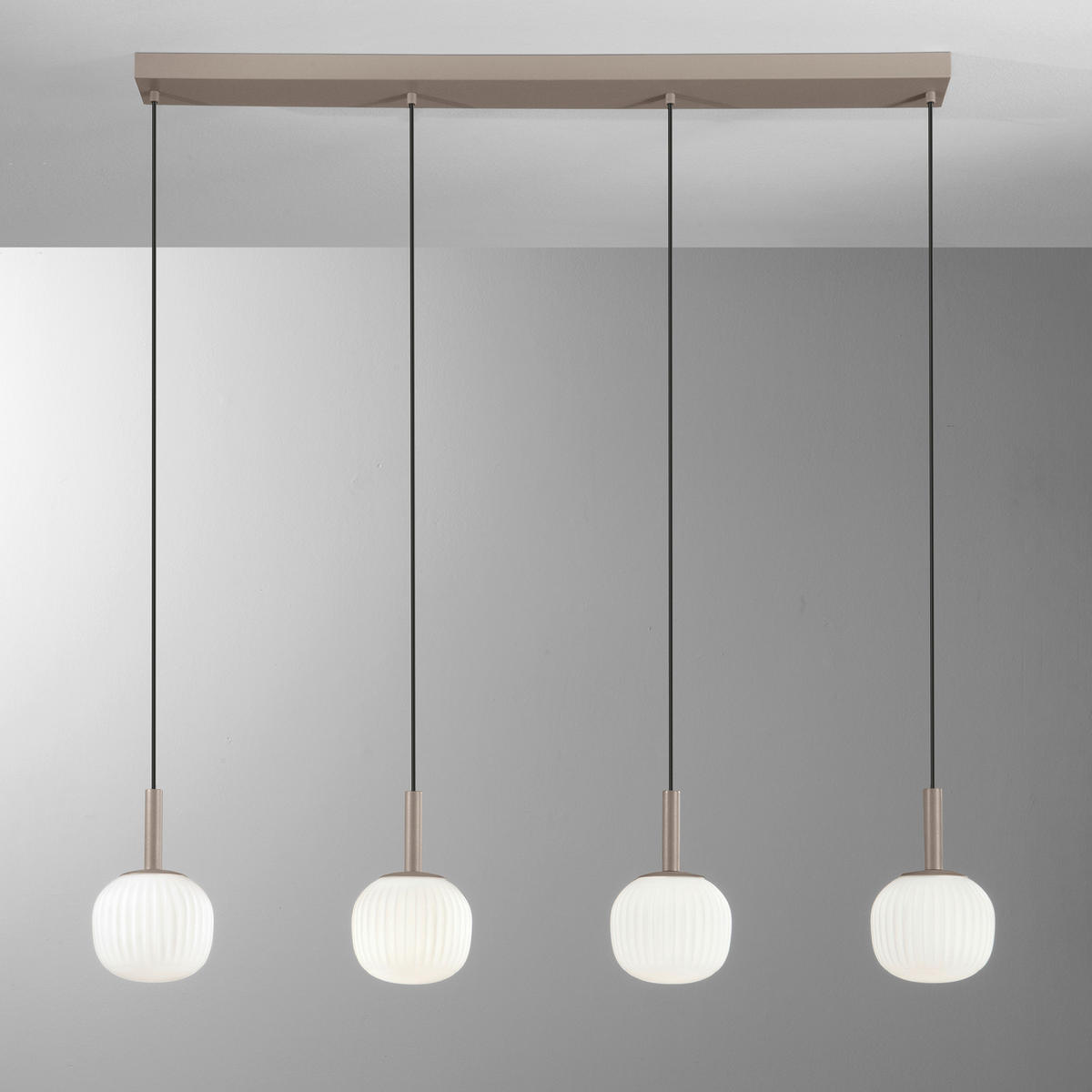 PENDELLEUCHTE Luce Ambiente e Design 114/3/200 cm   - Weiß Hochglanz/Beigebraun, Trend, Glas/Metall (114/3/200cm)