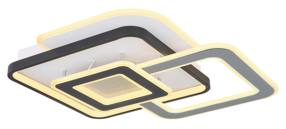 DECKENLEUCHTE 40 W    50/48/8 cm  - Weiss/Transparent, Trend, Kunststoff/Metall (50/48/8cm) - Globo