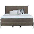 BOXSPRINGBETT 180/200 cm  in Taupe  - Taupe/Schwarz, KONVENTIONELL, Textil/Metall (180/200cm) - Dieter Knoll