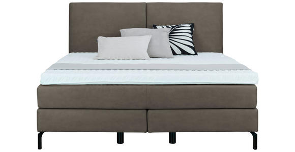 BOXSPRINGBETT 180/200 cm  in Taupe  - Taupe/Schwarz, KONVENTIONELL, Textil/Metall (180/200cm) - Dieter Knoll