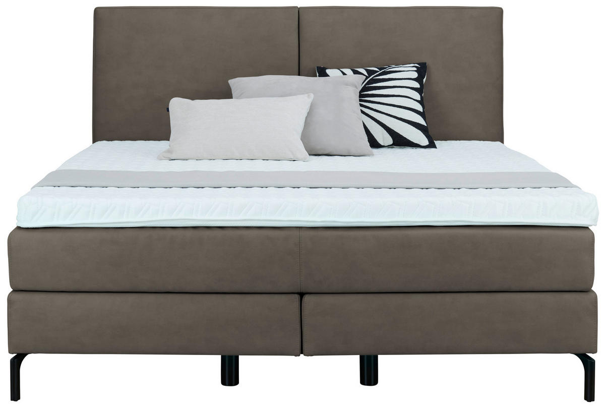 BOXSPRINGBETT 180/200 cm  in Taupe  - Taupe/Schwarz, Konventionell, Textil/Metall (180/200cm) - Dieter Knoll