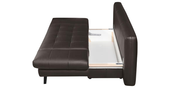 SCHLAFSOFA Braun Echtleder - Schwarz/Braun, Design, Leder/Metall (209/94/94cm) - Novel