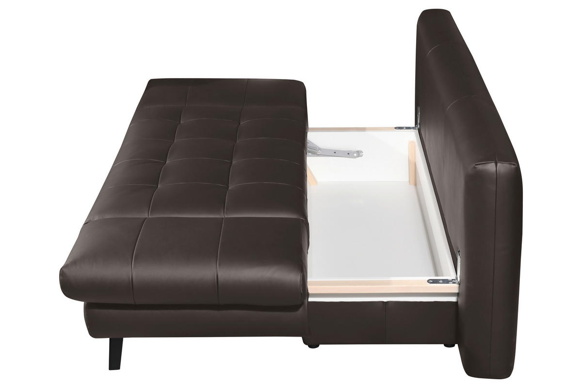 SCHLAFSOFA Braun Echtleder  - Schwarz/Braun, Design, Leder/Metall (209/94/94cm) - Novel