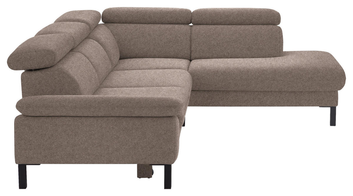 ECKSOFA in Flachgewebe Taupe  - Taupe/Schwarz, Design, Holzwerkstoff/Textil (272/217cm) - Pure Home Comfort