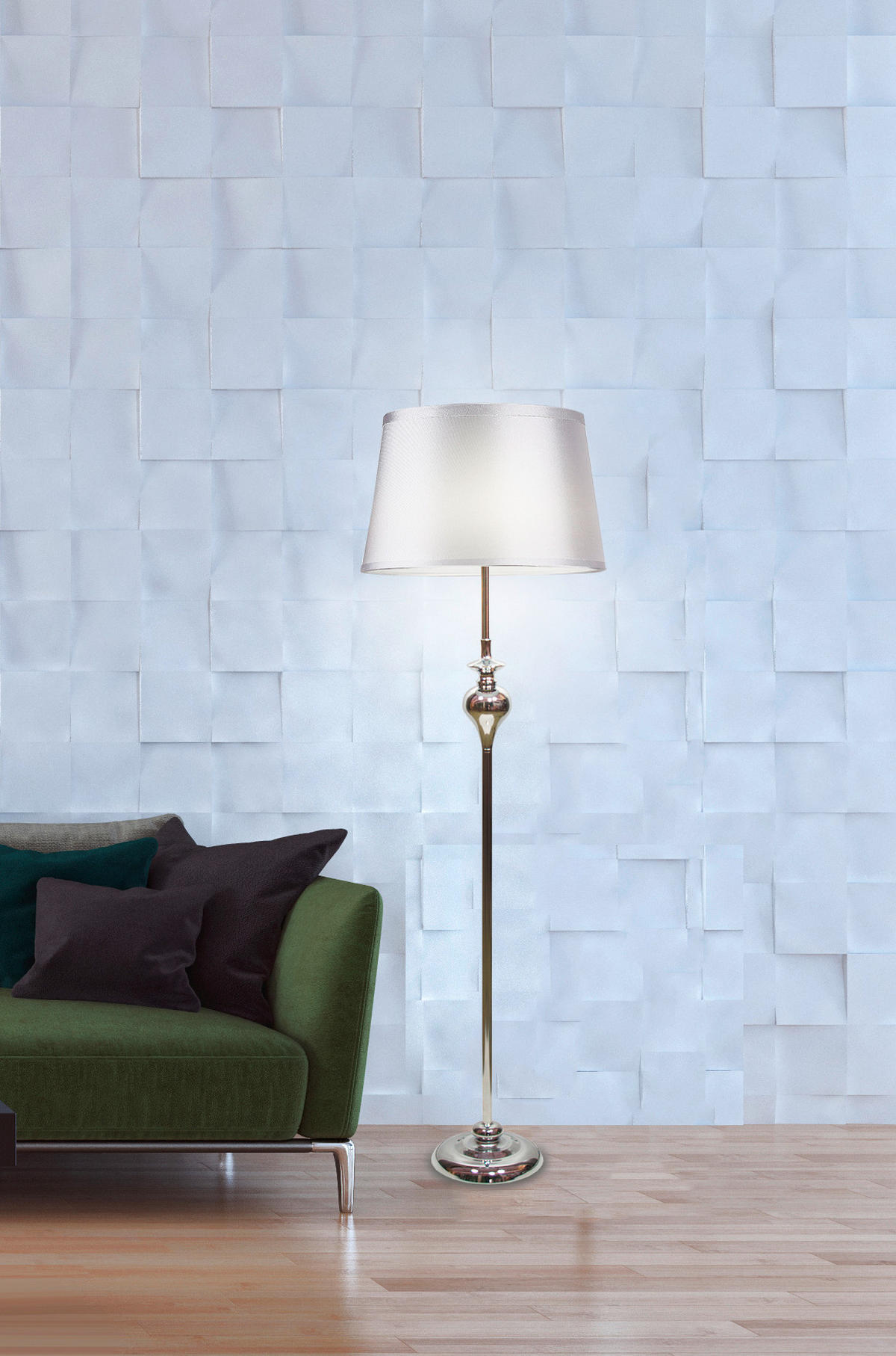 GOLVLAMPA 35/35/135 cm    - kromfärg, Klassisk, metall/textil (35/35/135cm)