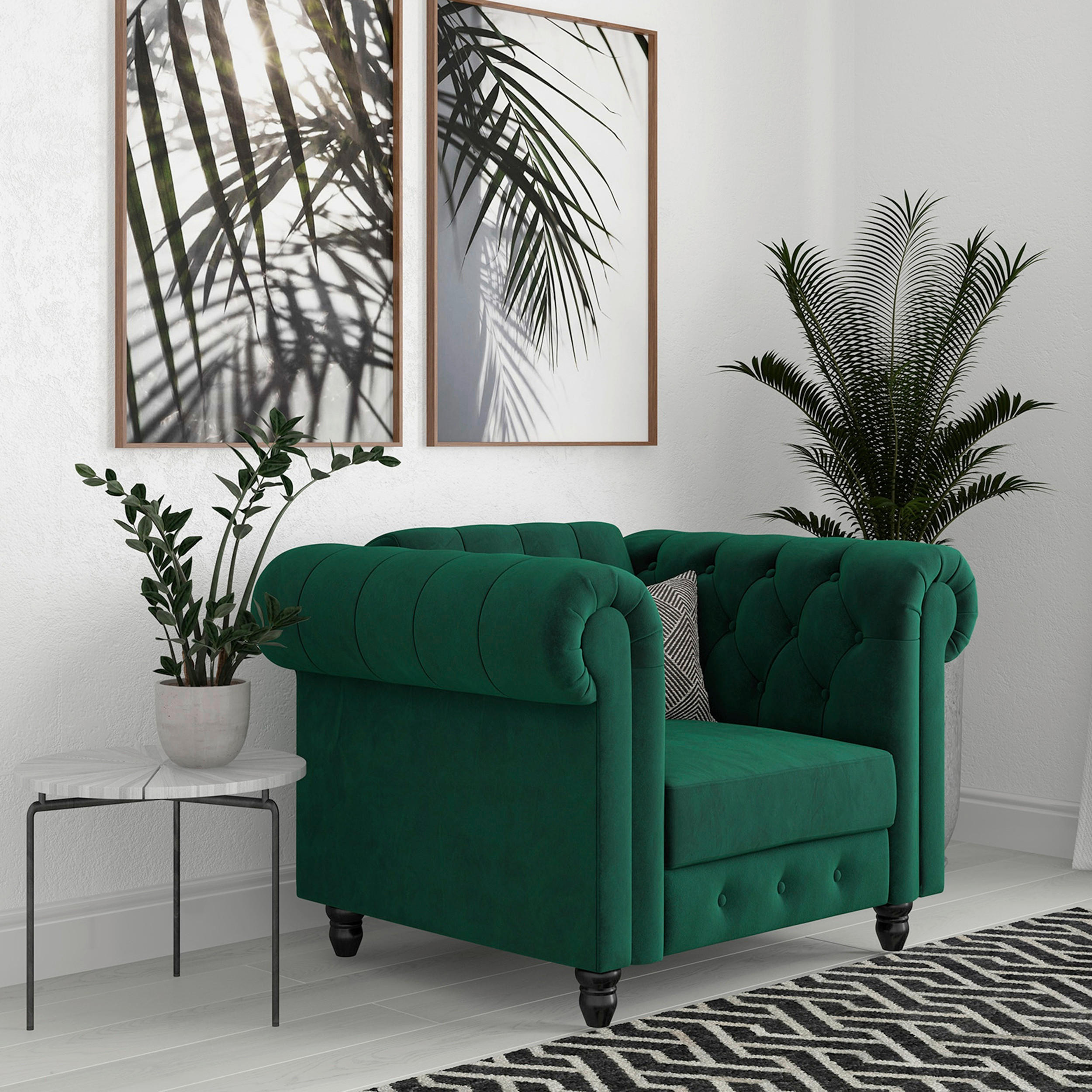 SESSEL in Velours Dunkelgrün  - Dunkelgrün/Schwarz, Basics, Holz/Textil (111/83/87cm) - Livetastic
