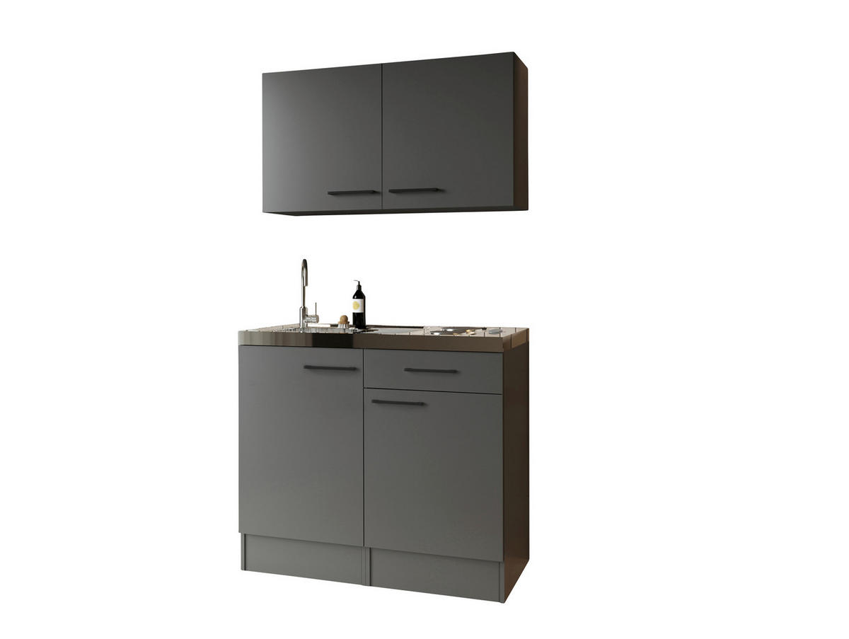 MINIKÜCHE 100 cm   in Grau  - Schwarz/Grau, Trend, Holzwerkstoff/Metall (100cm) - Respekta