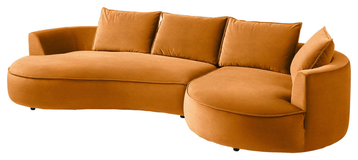 BIGSOFA Samt Rostfarben  - Rostfarben/Schwarz, Design, Kunststoff/Textil (322/66/154cm) - home24