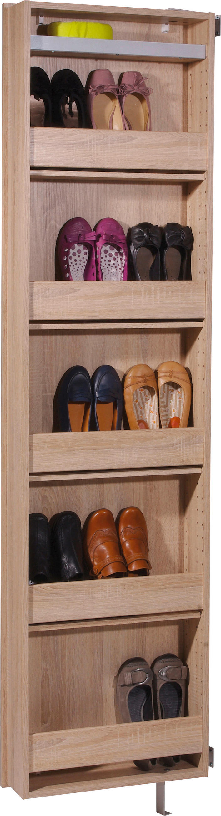 SCHUHSCHRANK  in 50/195/18 cm  - Sonoma Eiche, Design, Glas/Holzwerkstoff (50/195/18cm) - Xora